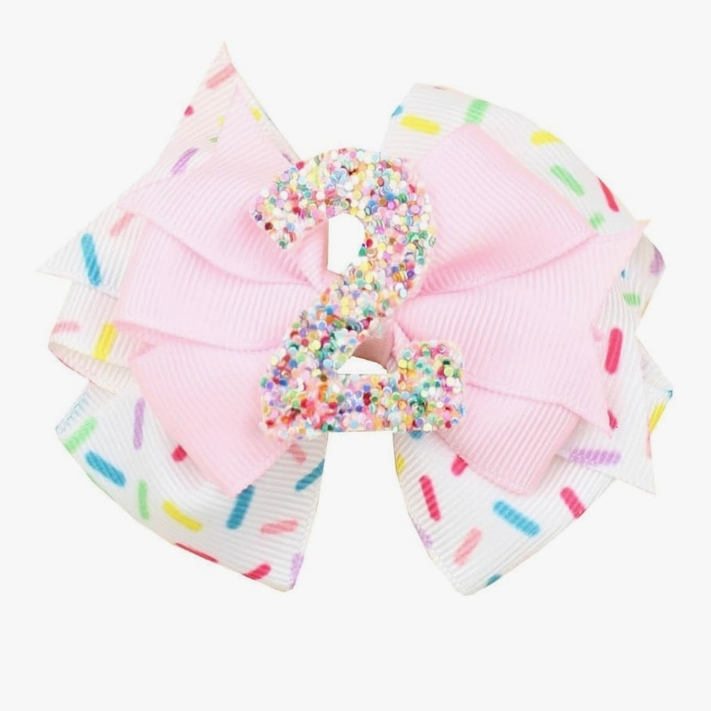 Colorful 2nd Birthday Hair Bow